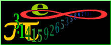 The Greek letter pi, the decimal expansion of the ratio of a circle's circumference to its ratio, the letter e and a dead 8.