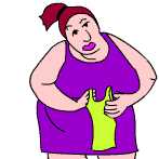 A large lady with a tiny lycra dress